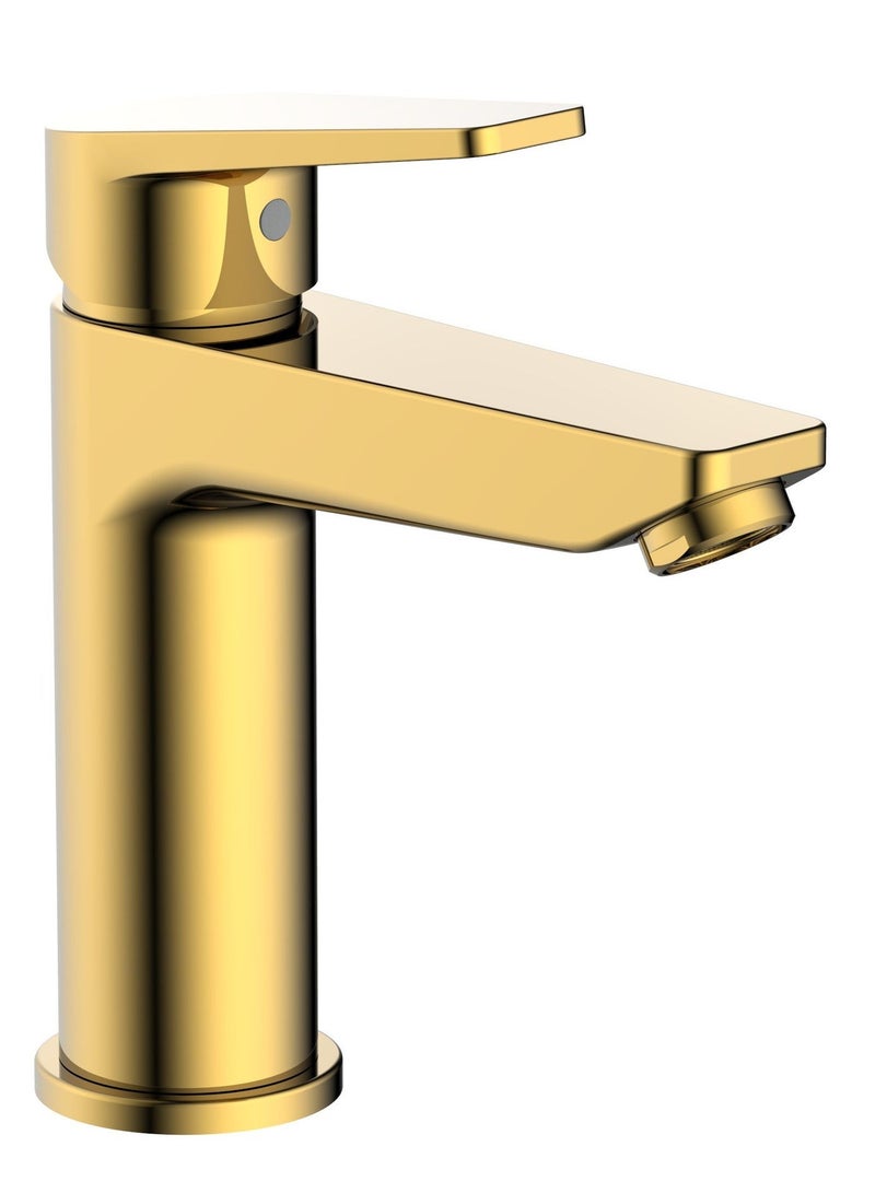 HESANIT Logic Single Lever Basin Mixer with Pop-Up Waste, Premium Gold Finish, Water Saving Faucet - Image 1